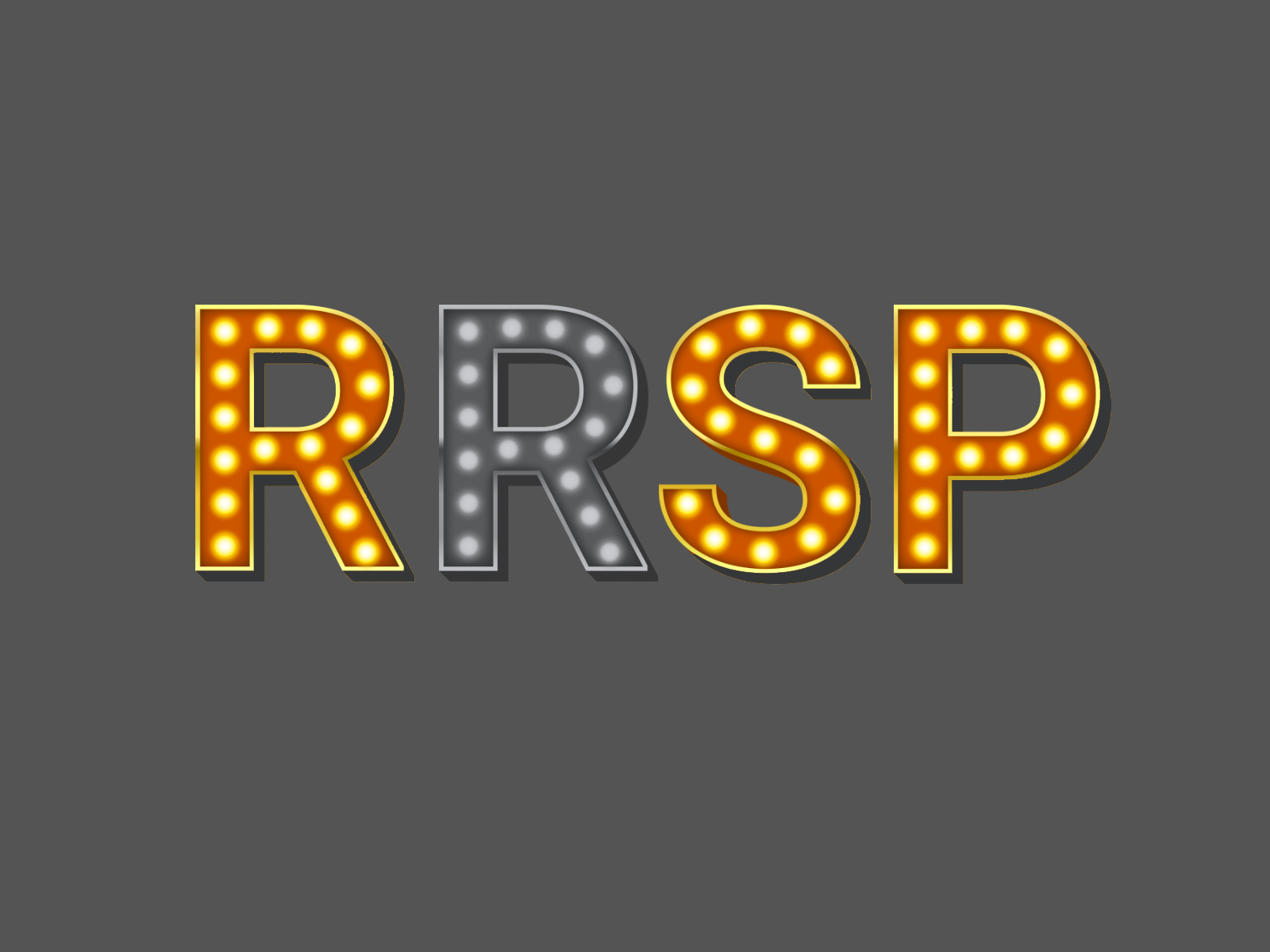 Illustration of the word "RRSP" lit up like a marquee with the second R darkened.