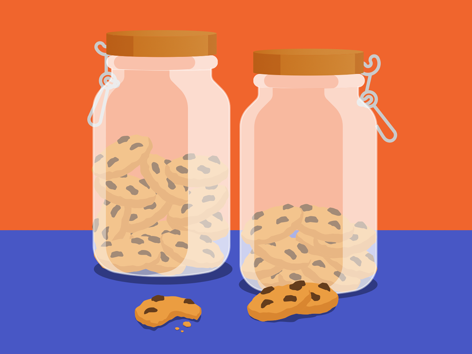 cookie jars Illustration of two glass cookie jars on a shelf