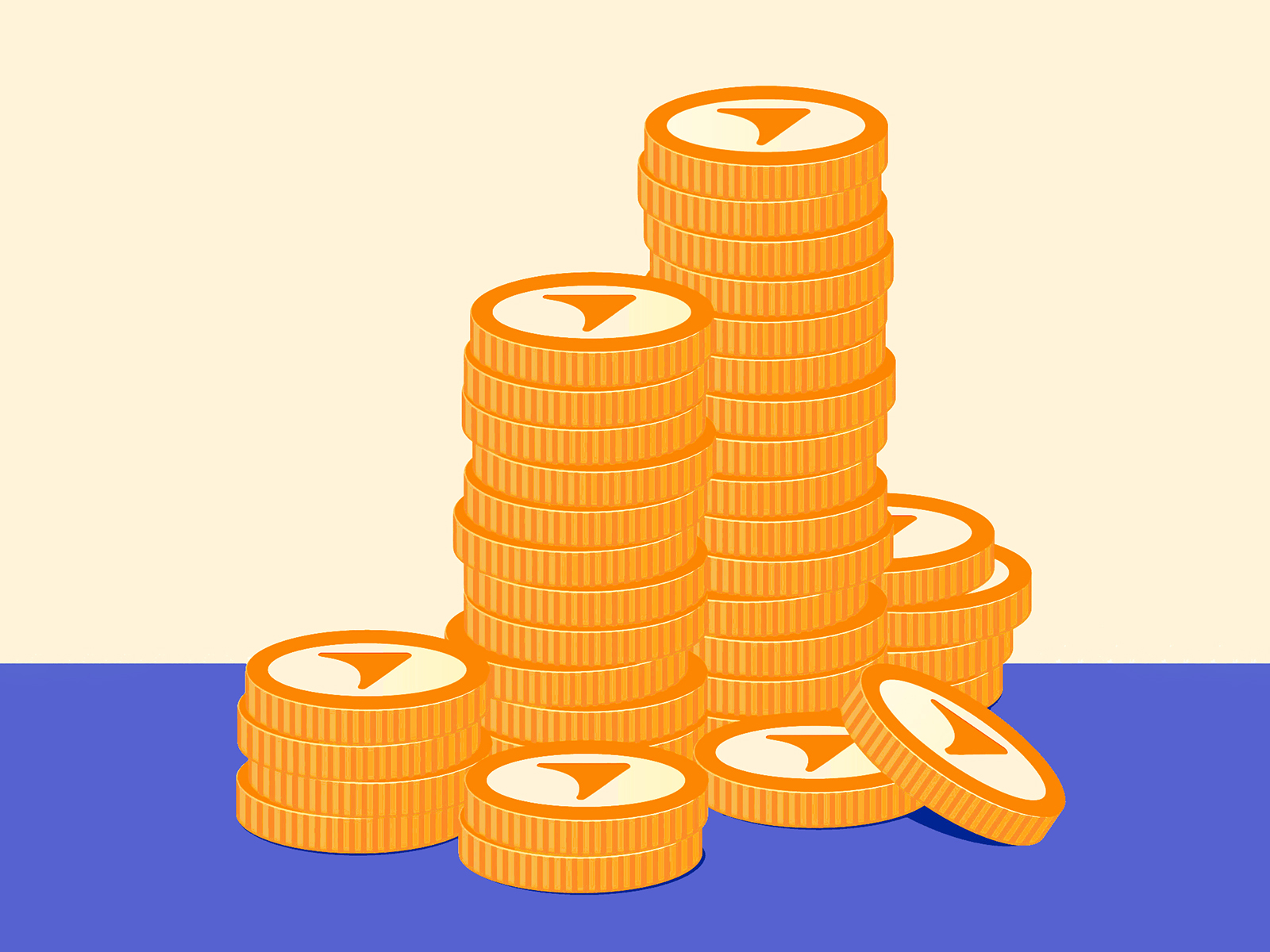 A stack of orange coins with the Tangerine logo 