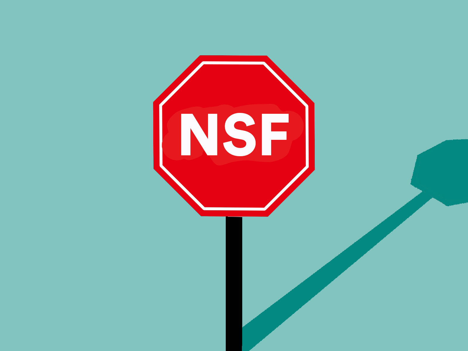 Illustration of a stop sign depicting the letters NSF.